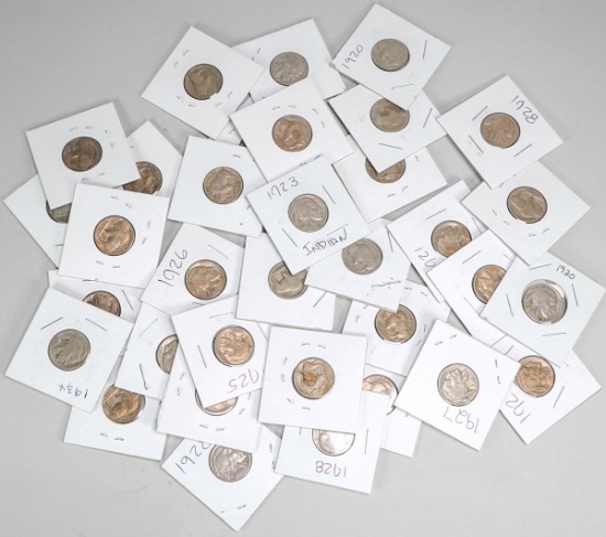 34 Buffalo Nickels; Various Dates/Mints