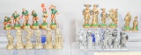 4 Sets of Hand Cast Chessmen;  Football (Green Shirt), Neapolitan & More