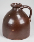 Primitive Brown Stoneware Jug w/Spout