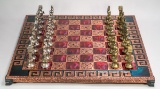 Italian Brevettato Cast  Chessmen w/ Metal Embossed Board