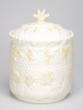 Belleek Ireland Yellow Mark Seashell Coral Biscuit Jar