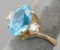 14k Blue Topaz & Diamond Ring, Sz. 6.5, 6 Grams