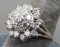 14k White Gold Cluster Diamond Ring, Sz. 9