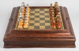 Traditional Styled Wood & Metal Chess Set w/ Board