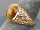 10k Gold Tiger Eye Ring, Sz. 11
