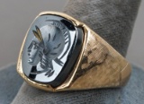 Men's 10k Hematite Intaglio Ring, Sz. 13