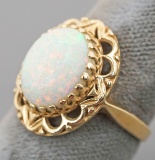 Ladies 14k Fire Opal Ring, Sz. 6.5, 4.7 grams