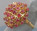 14k Ladies Ruby Cluster Ring, Sz. 9
