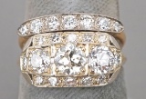 14k Gold & Diamond Cluster Wedding Set, Sz. 6.5