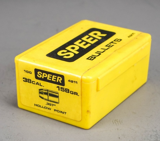 Speer 38 Cal. 158 gr. Hollow Point Bullets, 100 Pieces