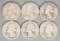6 Washington Silver Quarters; Various Dates/Mints