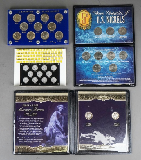 U.S. Wartime Silver Nickels Set, 3 Centuries of U.S. Nickels Set &