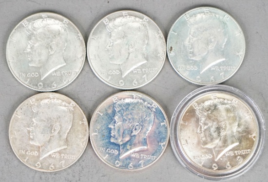 6 Kennedy 40% Silver Half Dollars