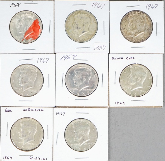 8 Kennedy 40% Silver Half Dollars