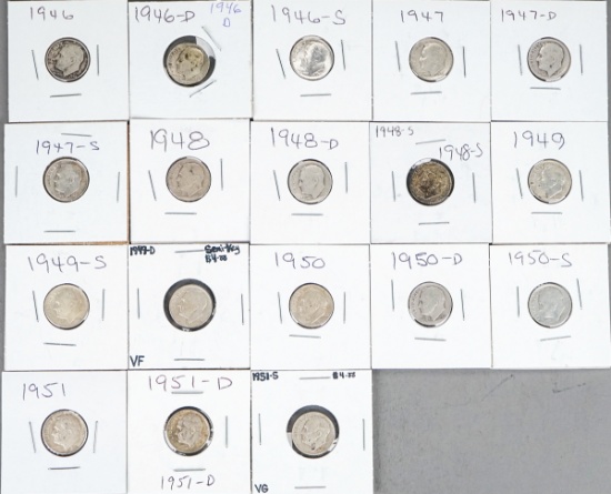 18 Roosevelt Silver Dimes; Various Dates/Mints