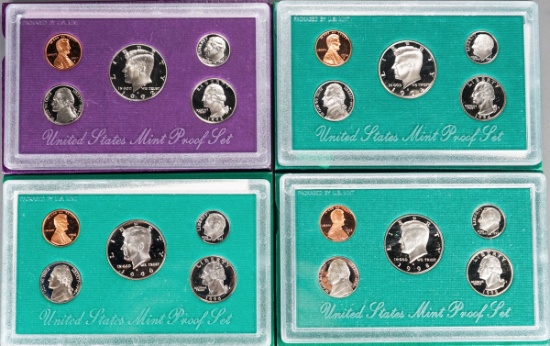 4 U.S. Mint Proof Sets; 1992, 1994, 1996, 1998