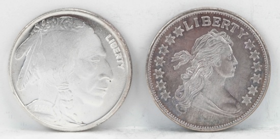 Liberty Indian Head & Liberty Bust 1 Troy Oz. .999 Fine Silver Rounds