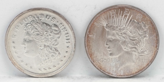 Morgan & Peace 1 Troy Oz. .999 Fine Silver Rounds