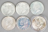 6 Kennedy 40% Silver Half Dollars