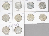 10 Kennedy 40% Silver Half Dollars