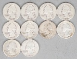 10 Washington Silver Quarters; Various Dates/Mints