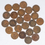 24 Indian Head Pennies; Various Dates/Mints