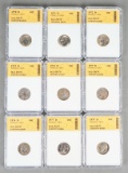 9 Graded Roosevelt Dimes; 1970D, 1971D, 1972D, 1973D, 1974D, 1975D, 1976D, 1977D &