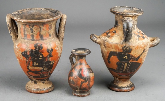 Vase/Krater W/Greek Man Breaking Horse, Animal Vase &