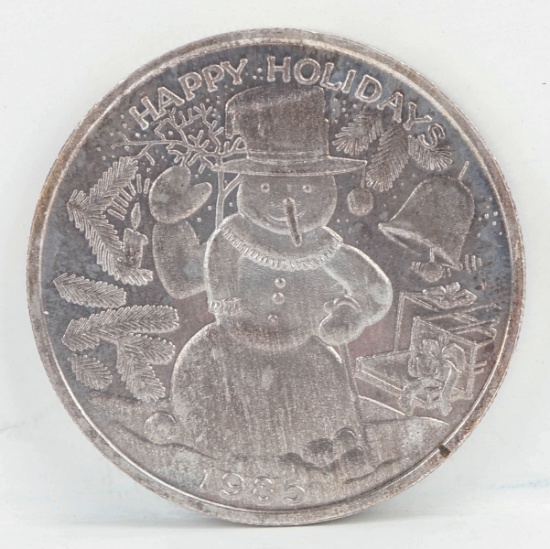 1985 Happy Holiday 1 Troy Ounce .999 Fine Silver Round
