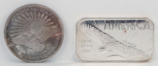 Power & Beauty,  America 1 Troy Ounce .999 Fine Silver Rounds