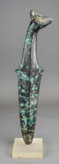 Bronze Age Phoenician Bronze Dagger W/Rams Head