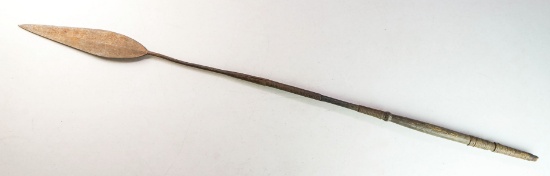 African Iron Spear - Attributed to Nqombe Tribe, Wrapped Handle