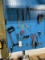 Pegboard Full of Tools: Scroll saw, Hacksaw, Pliers, Snips, Files, Pins, Pipe cutter, Stanley Speed