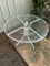 Glass top Table,  White,  w/ Umbrella Hole