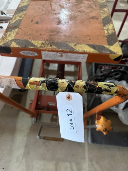 Hydraulic Lift Table - 10" to 35" High; Orange Sled Trolly lift 700 lbs. Cap.