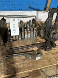 2 Pipe Wrenches,  Pipe Ends & Pipe Clamp