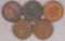 5 - US Large Cents; 1826, 1829, 1830, 1838 & 1839