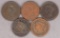 5 - US Large Cents; 1829, 1843, 1845, 1846 & 1847