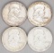 4 Franklin Silver Half Dollars; 1952, 1953-D, 1954 & 1954-D