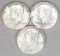 3 1964 Kennedy Silver Half Dollars