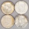 4 Kennedy Silver Half Dollars; 3-1964 & 1964-D