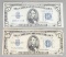 2 Series of 1934 A $5 Blue Seal Silver Certificates