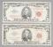 2 Series of 1963 $5 Red Seal United States Notes