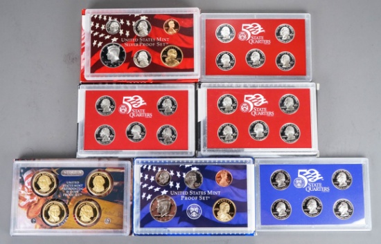 2004 U.S. Mint Silver Proof Set, 2-2006 State Quarter Proof Sets & 2007 Proof Set