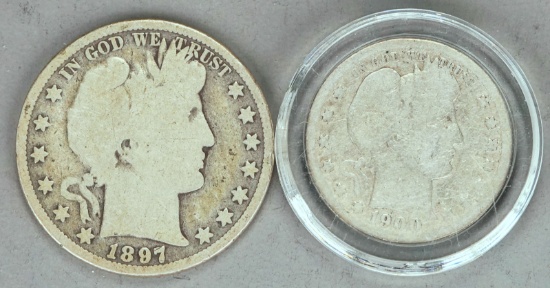 1897 Barber Half Dollar & 1900-O Barber Silver Quarter