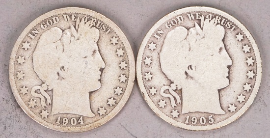 1904 & 1905 Barber Half Dollars