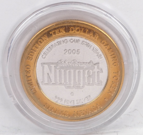 2005 Limited Edition $10 Nugget Gaming Token, .999 Fine Silver
