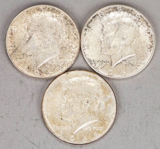 3 1964 Kennedy Silver Half Dollars