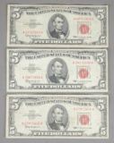 2 Series of 1963 $5 Red Seal United States Notes