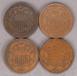 4 - US Two  Cent Pieces; 2-1864& 2-1865